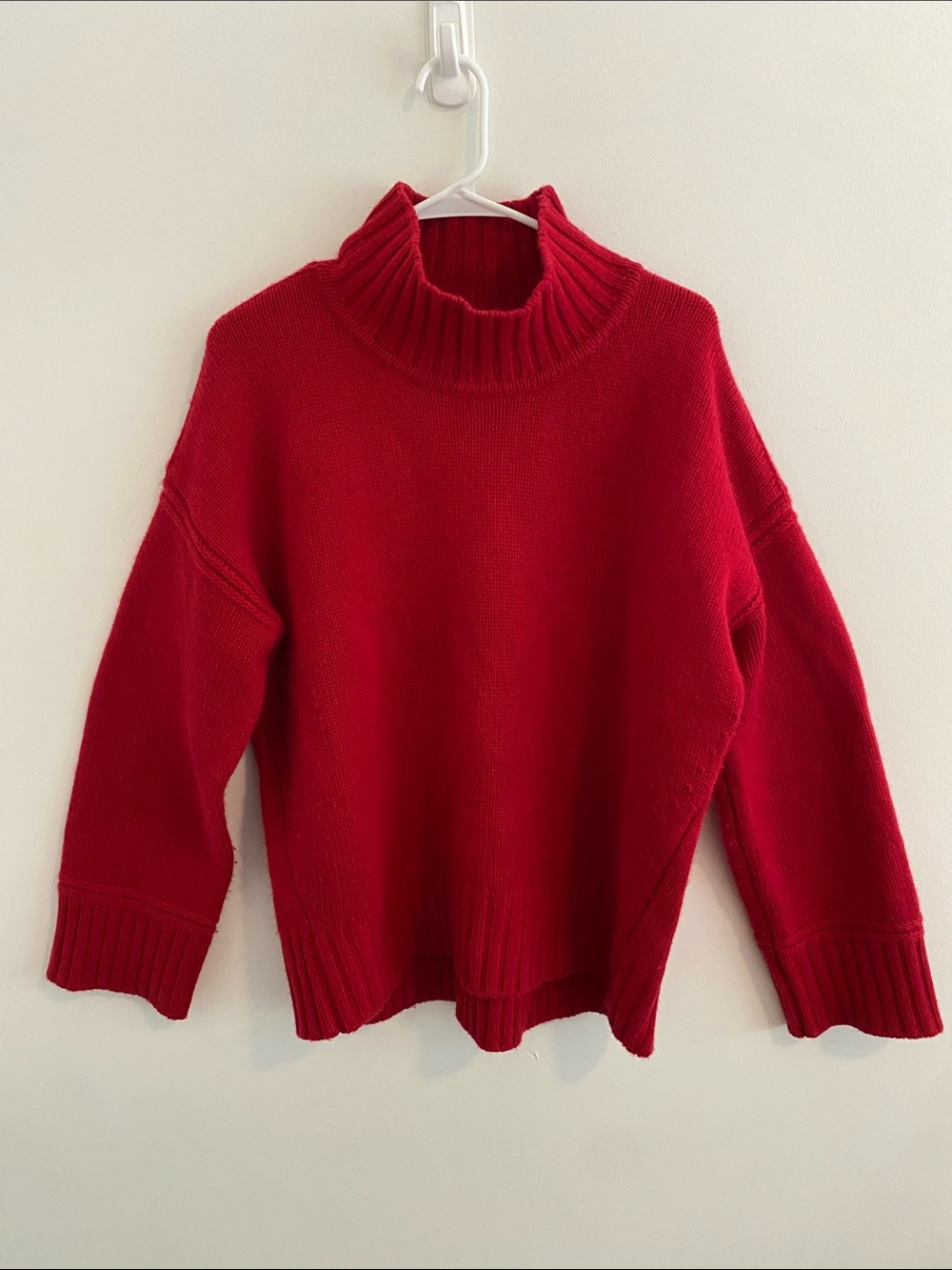 La Ligne Wool Cashmere Archie Funnel Neck L/S Sweater Pullover Tomato Red XS